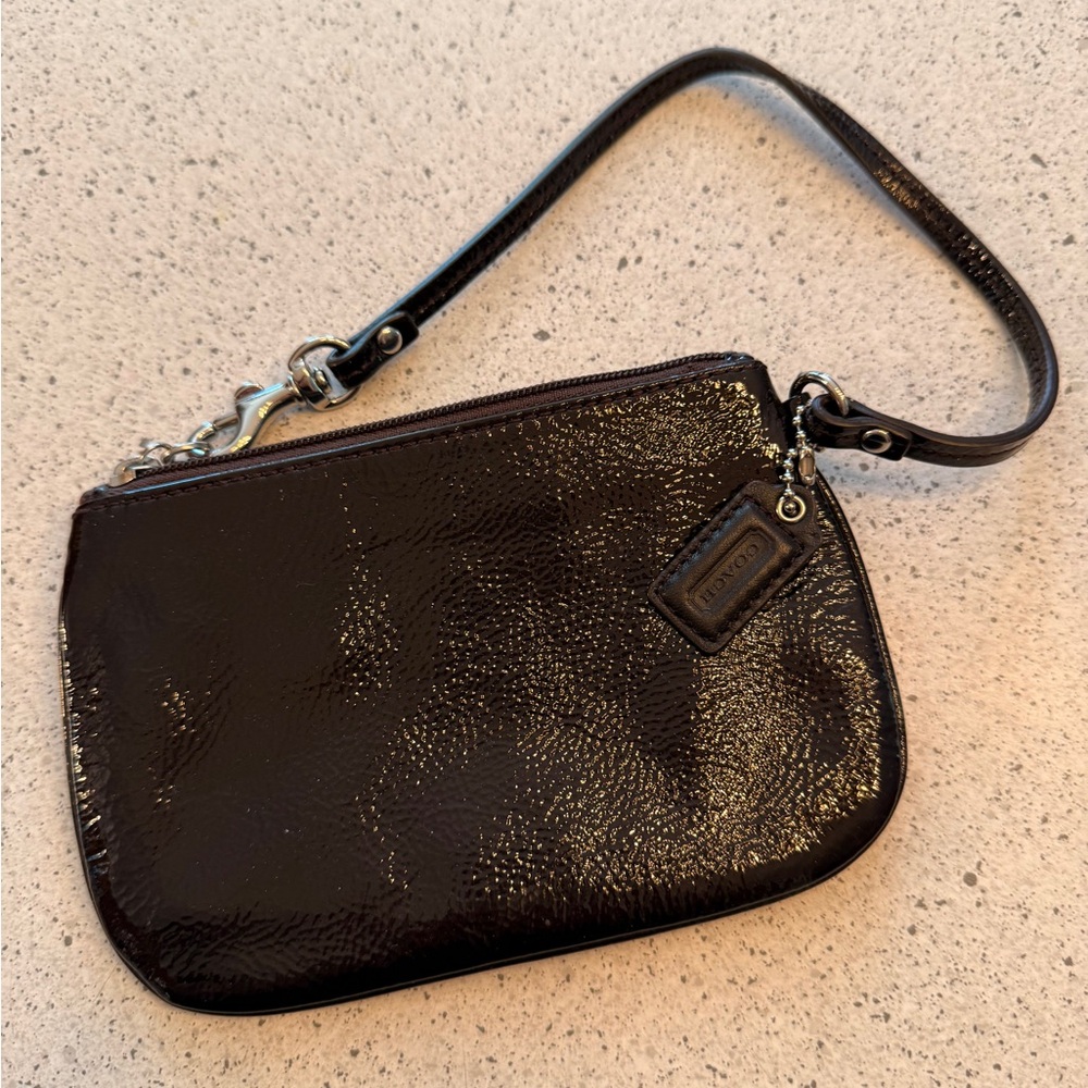 Coach Vintage Deep Chocolate Brown Patent Leather Wristlet